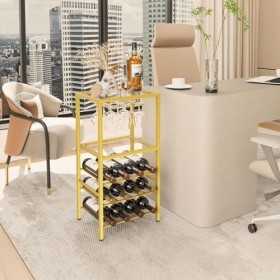 YMYNY Étagère à Vin en Verre, Porte-Bouteilles sur Pied, Meuble Rangement, Présentoirs de Bar à 5 Niveaux, Casier à Vin, pour