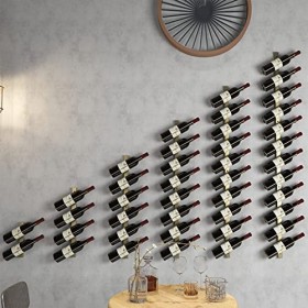 Casier à vin Industriel Mural en métal Noir, Support Suspendu pour Bouteille de vin, comptoir de Bar, décoration de Fond, Org