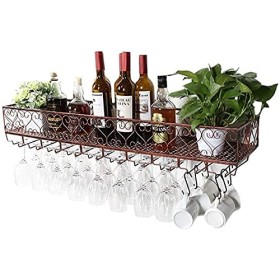 ANSNOW Casier À Vin, Mural, Bar, Restaurant, Casier À Bouteilles de Vin, Étagère Murale En Métal, Support de Plafond En Fer, 