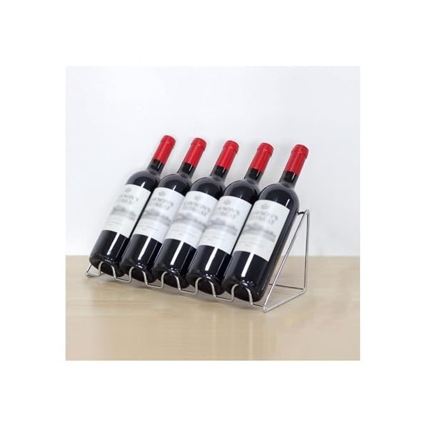 Casier à vin en Bambou Casier à vin en Fer, casier à vin de comptoir, Support de 5 Bouteilles de vin, présentoir de Rangement