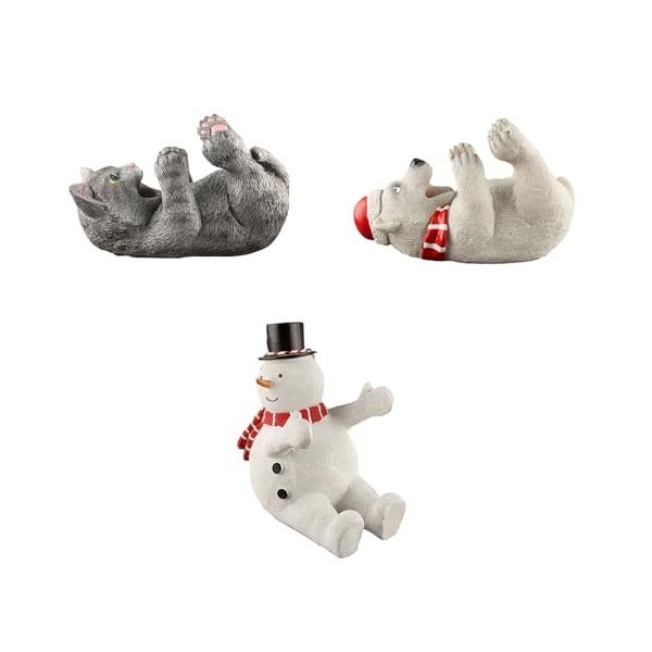 XINYIN Décoration de Noël en résine avec bonhomme de neige, ours et chat - Décoration pour la maison, le salon, la salle à ma