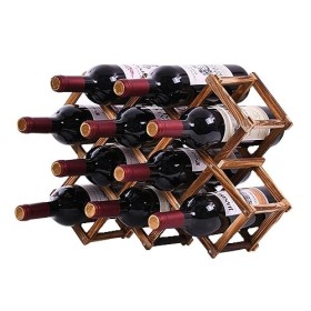 Casier à vin rouge pliant en bois, présentoir for 10 bouteilles, casier à vin sur pied, casier à vin rouge en bois pliable, f