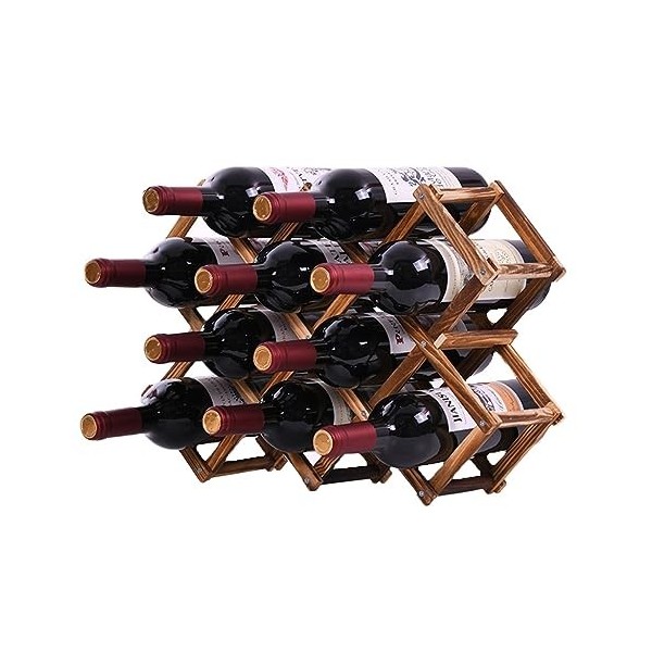 Casier à vin rouge pliant en bois, présentoir for 10 bouteilles, casier à vin sur pied, casier à vin rouge en bois pliable, f