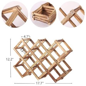 Casier à vin rouge pliant en bois, présentoir for 10 bouteilles, casier à vin sur pied, casier à vin rouge en bois pliable, f