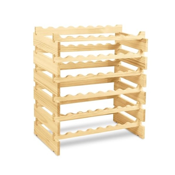 YUENFONG Casier à vin Casier à Bouteilles, Casier à vin pour 48 Bouteilles avec 6 Compartiments, Casier à vin en Bois Support