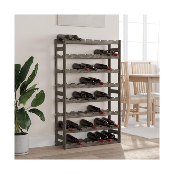 vidaXL Casier à Bouteilles pour 56 Bouteilles Gris Bois pin Solide