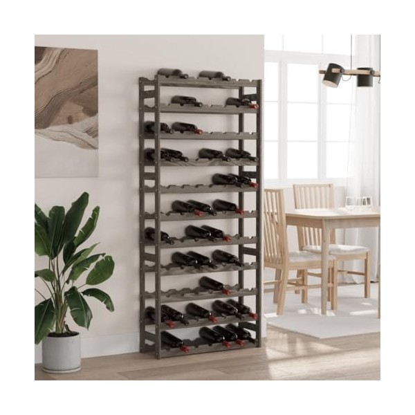 vidaXL Casier à Bouteilles pour 77 Bouteilles Gris Bois pin Solide