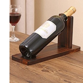 Casier à vin Casier à vin sur Pied en Bois Massif Vintage Couleur au Charbon de Bois Casier à vin Affichage de Salon Pratique