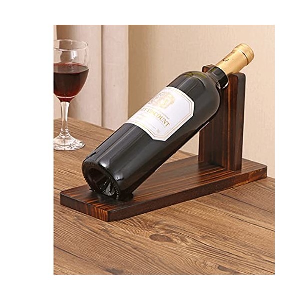 Casier à vin Casier à vin sur Pied en Bois Massif Vintage Couleur au Charbon de Bois Casier à vin Affichage de Salon Pratique