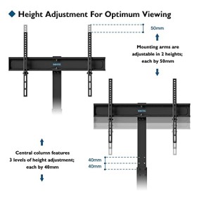 BONTEC Montage au sol Support TV sur Pied pour 30-70 Pouces Téléviseurs Incurvés Plats LED OLED LCD jusquà 40 kg, Pivotant H