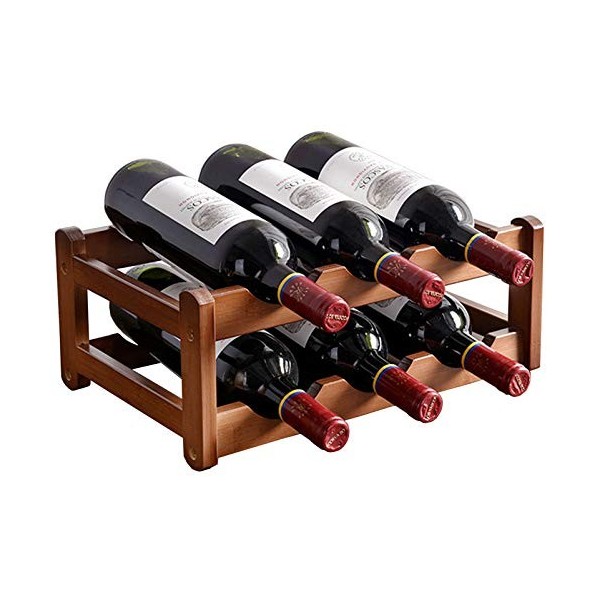 ANSNOW Casiers À Vin de Table Rustiques, Étagères de Rangement en Bois À 2Ux pour 6 Ou 8 Bouteilles, Armoires À Vin, Décorati