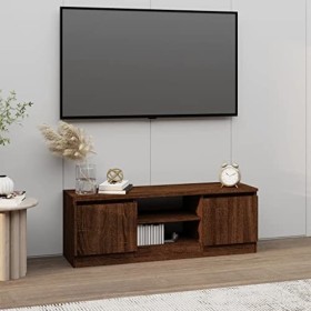 Higsose Meuble TV Salon avec Porte Chêne Marron 102x30x36 cm Bois dingénierie Design Tendance Armoire Multimédia Grand Espac