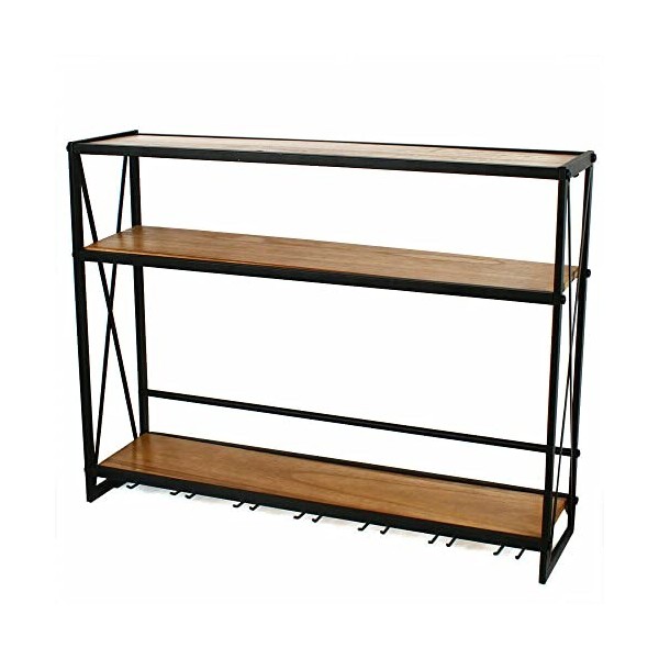 ERICAT Casier à vin mural industriel à 3 niveaux 31,5 avec supports à verres à pied for club de restaurant de bureau à domici