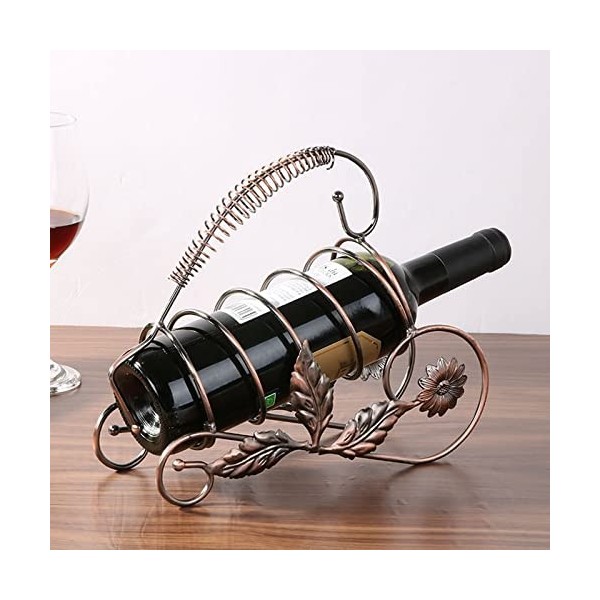 PEVSCO Vin Casier Porte-vins en métal en Fer forgé Racque à vin Carrier de vin Bouteille de cuivre Antique Cuisine de cuivre 