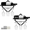 Meiiron 2pcs casier à vin Industriel Vintage fixé au Mur avec Support à Verres à vin, Conception Pliable, Peut contenir 3 Tas
