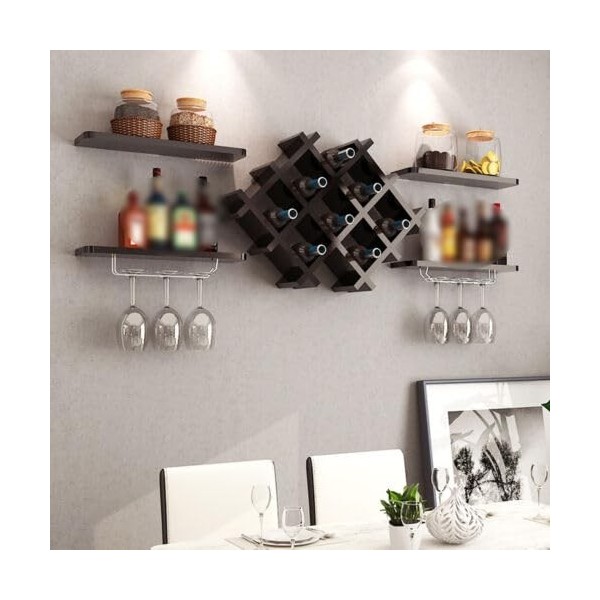 Étagère murale en bois - Style industriel vintage - Étagère supérieure à suspendre pour cuisine, salle à manger, bar - Étagèr