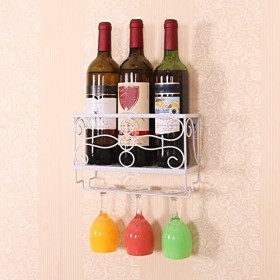 JacCos Casier à vin, Support Mural pour Bouteilles, étagère à Suspension, présentoirs à gobelets, 3 Couleurs, blanc-25 x 10 x