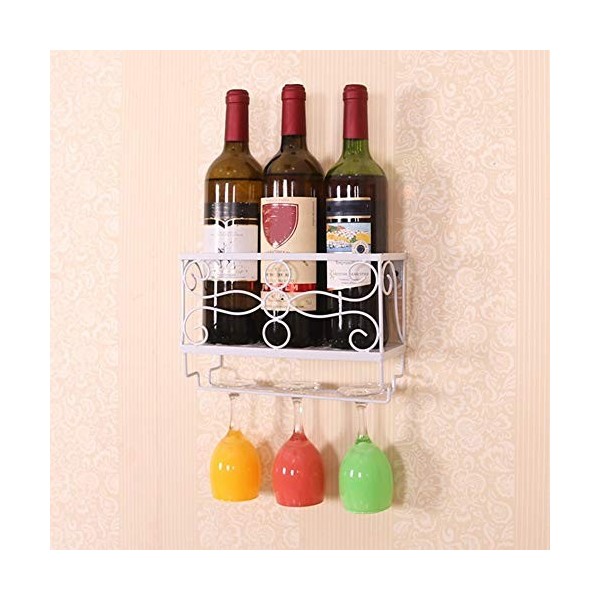 JacCos Casier à vin, Support Mural pour Bouteilles, étagère à Suspension, présentoirs à gobelets, 3 Couleurs, blanc-25 x 10 x