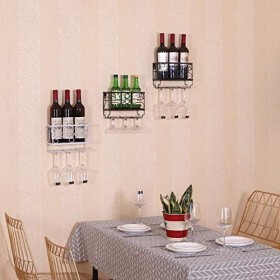 JacCos Casier à vin, Support Mural pour Bouteilles, étagère à Suspension, présentoirs à gobelets, 3 Couleurs, blanc-25 x 10 x
