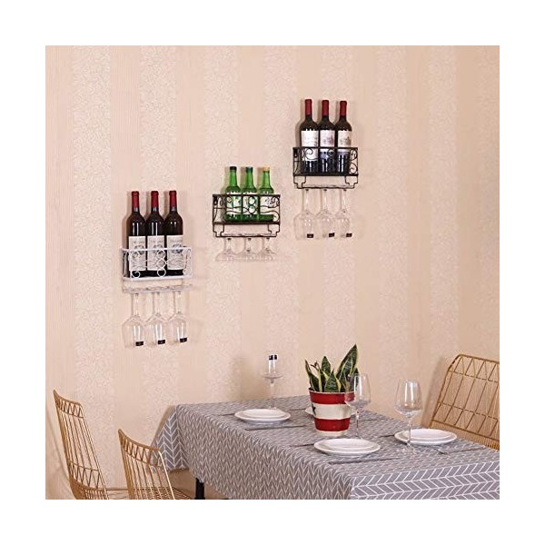 JacCos Casier à vin, Support Mural pour Bouteilles, étagère à Suspension, présentoirs à gobelets, 3 Couleurs, blanc-25 x 10 x