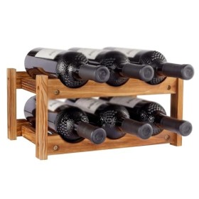 Casier à vin en Bambou Casier à vin 6 Bouteilles 2 Niveaux Bois Stockage de vin Affichage Stockage casier à vin Cuisine vin O