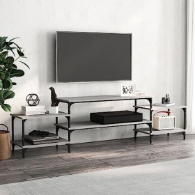 Higsose Meuble TV Design Élégant Sonoma Gris 197x35x52 cm Bois dingénierie Meuble de Multimédia avec Pieds Réglables Meuble 