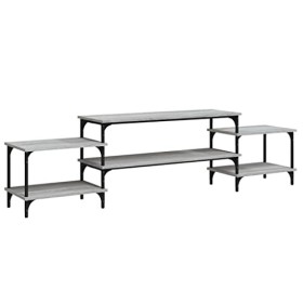 Higsose Meuble TV Design Élégant Sonoma Gris 197x35x52 cm Bois dingénierie Meuble de Multimédia avec Pieds Réglables Meuble 