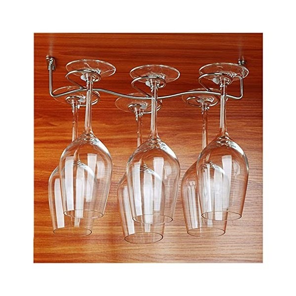 Casier à vin à lenvers en Acier Inoxydable Domestique Petit Support de Verre à vin Suspendu J1122,31 * 14 * 5,5 cm Couleur: