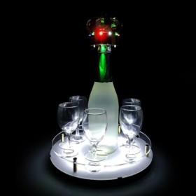 XonLio Présentoir de Bouteilles dalcool éclairé par LED, étagère à Alcool à 1 Niveau de 11 Pouces, Mini Bars pour Alcool Dom