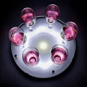 XonLio Présentoir de Bouteilles dalcool éclairé par LED, étagère à Alcool à 1 Niveau de 11 Pouces, Mini Bars pour Alcool Dom