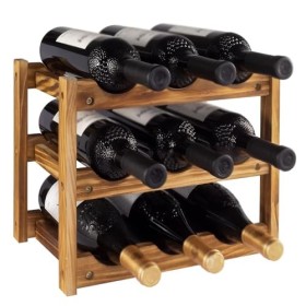 MObyat Casier à vin Casier à vin 6 Bouteilles 2 Niveaux Bois Stockage de vin Affichage Stockage casier à vin Cuisine vin Orga