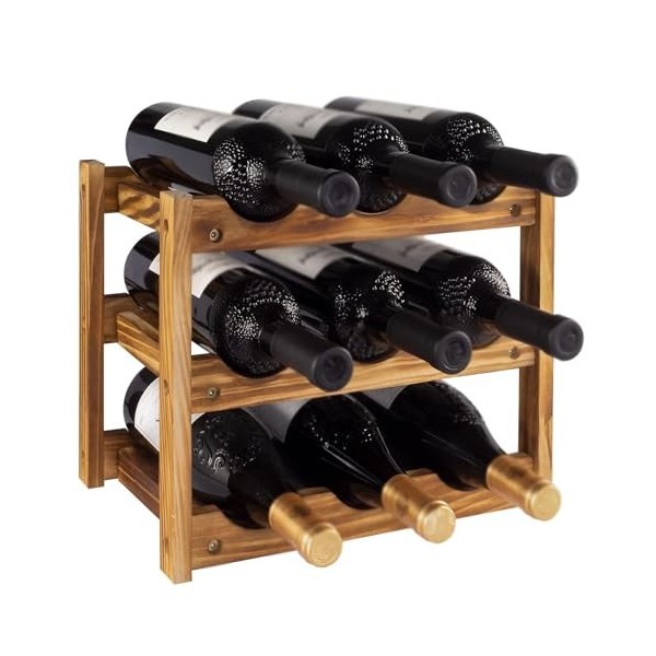 MObyat Casier à vin Casier à vin 6 Bouteilles 2 Niveaux Bois Stockage de vin Affichage Stockage casier à vin Cuisine vin Orga