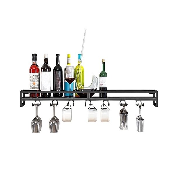 Cintre de rangement pour verres à vin, présentoir pour tasses à vin, étagère murale, vis en fer fixe, L60/80/100 cm x l 20 cm