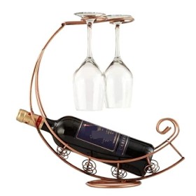 Wnota Porte Bouteilles Casier À Vin en Métal Suspendu Support De Verre À Vin Pôle Support Support Présentoir Décoration Casie