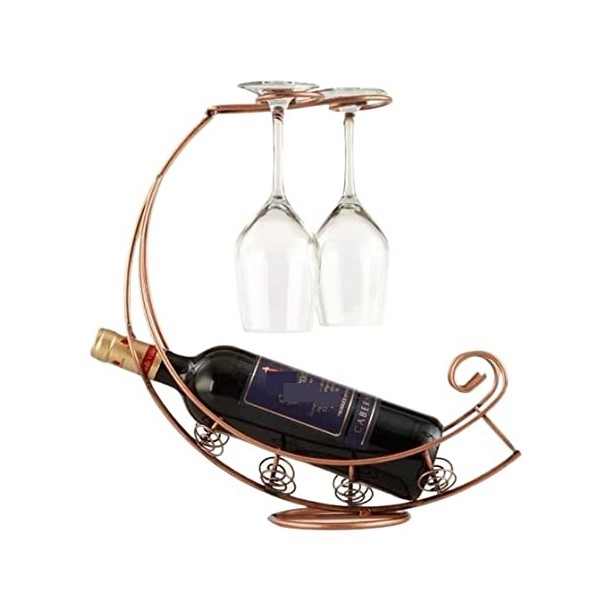 Wnota Porte Bouteilles Casier À Vin en Métal Suspendu Support De Verre À Vin Pôle Support Support Présentoir Décoration Casie