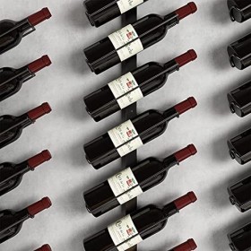 Casier à vin industriel fixé au mur en métal noir supports suspendus porte-bouteille de vin comptoir de bar décoration daffi