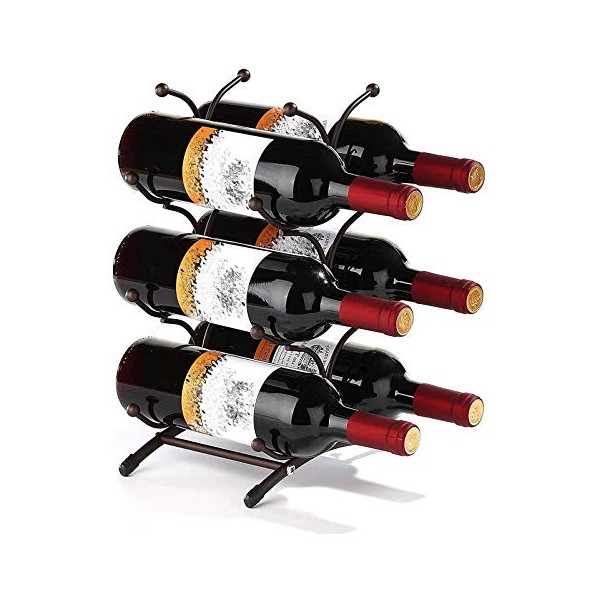 ANSNOW Casiers À Vin en Bois de Table, Comptoir de Casier À Vin, Peut Contenir 6 Bouteilles de Vin de Table, Parfait pour Arm