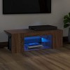 Higsose Meuble TV avec Lumières LED Chêne Marron 90x39x30 cm Bois dingénierie Tendance et Pratique Décoration Intérieure Meu