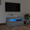 Higsose Meuble TV avec Lumières LED Chêne Marron 90x39x30 cm Bois dingénierie Tendance et Pratique Décoration Intérieure Meu