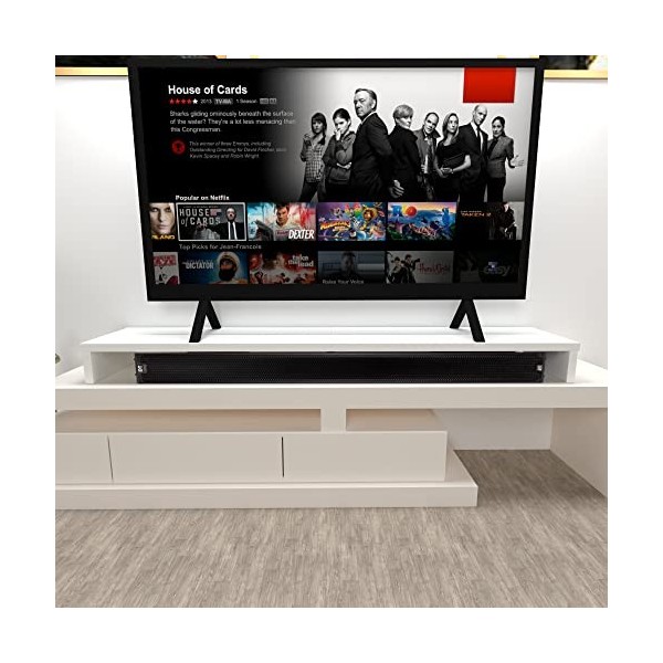 Henor Rehausse TV en Bois FSC® Double 180 x 35 x 15 cm Blanc Mat. Supporte +100 kg.