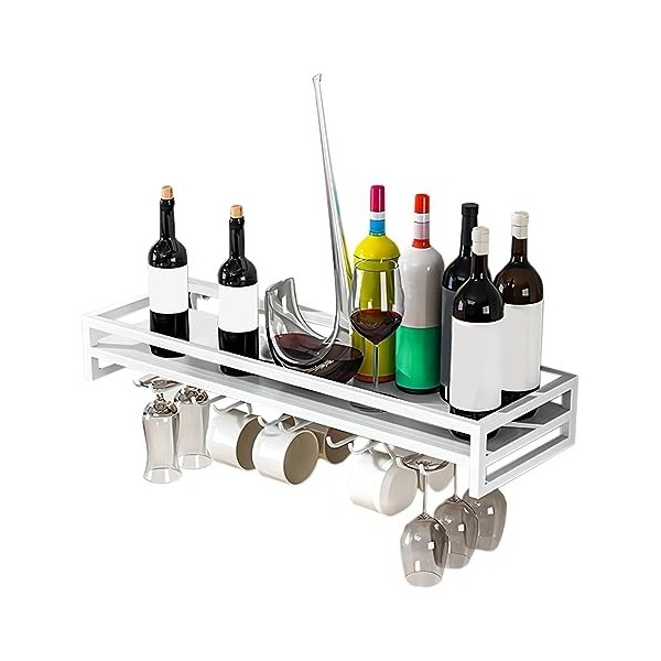 Casier à vin mural, support pour verres à pied, support multifonctionnel pour bouteilles de vin, gain de place, pour bar de c