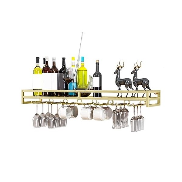 Casier à vin mural, support pour verres à pied, support multifonctionnel pour bouteilles de vin, gain de place, pour bar de c