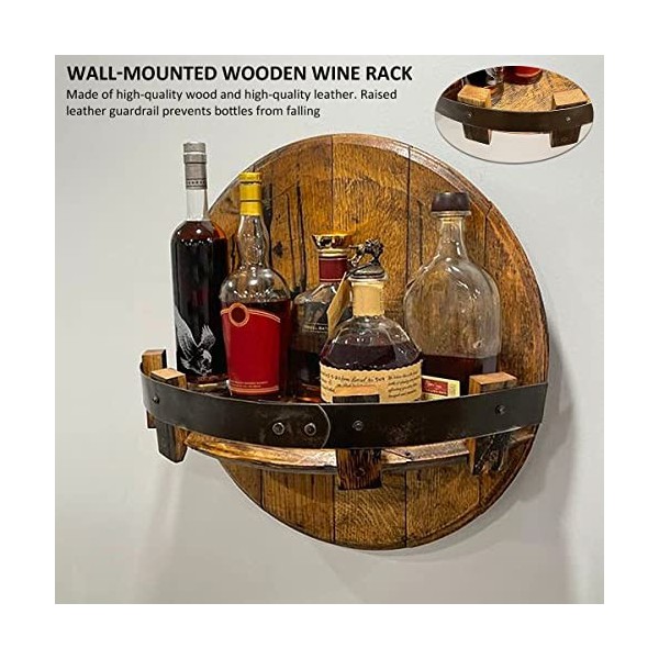 Casier à Vin Support de Bouteille de vin de Mur en Bois Vintage Support de Bouteille de vin for Le vin Whisky Tour de létagè