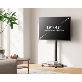 FITUEYES Support TV roulettes Support Tele Mobile pour Téléviseurs Plasma/LCD/LED de 19 à 43 avec Étagère,Réglable en Hauteur
