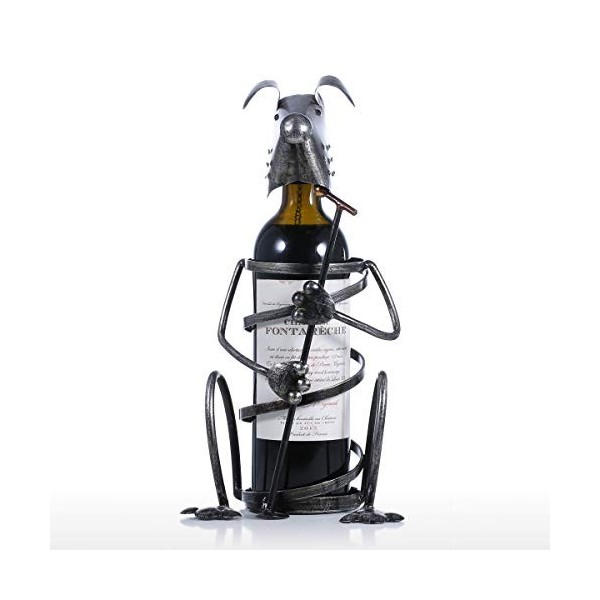 Ornements casier à vin en métal avec Microphone, Porte-Bouteille de vin pour Chien, Figurine danimal, Ornement Moderne, Cade