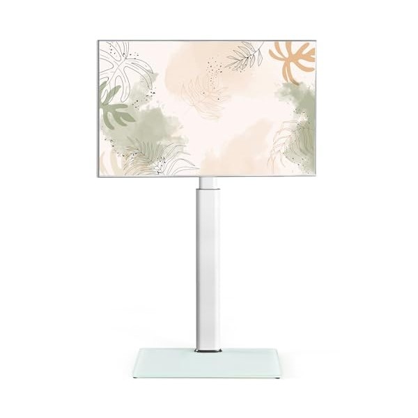 FITUEYES Support TV Pied avec Piédestal en Verre Trempé Pied TV Pivotant pour Téléviseur de 19-43 Pouce Ecran LED LCD Plasma 