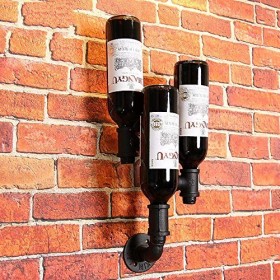 FanXus Casier à vin Mural, casier à vin Mural Tube Rond en Fer forgé Maison Restaurant fenêtre décoration Murale Support de S