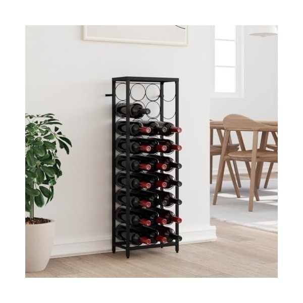 vidaXL Casier à Bouteilles de 27 Bouteilles Noir 34x18x100cm Fer forgé