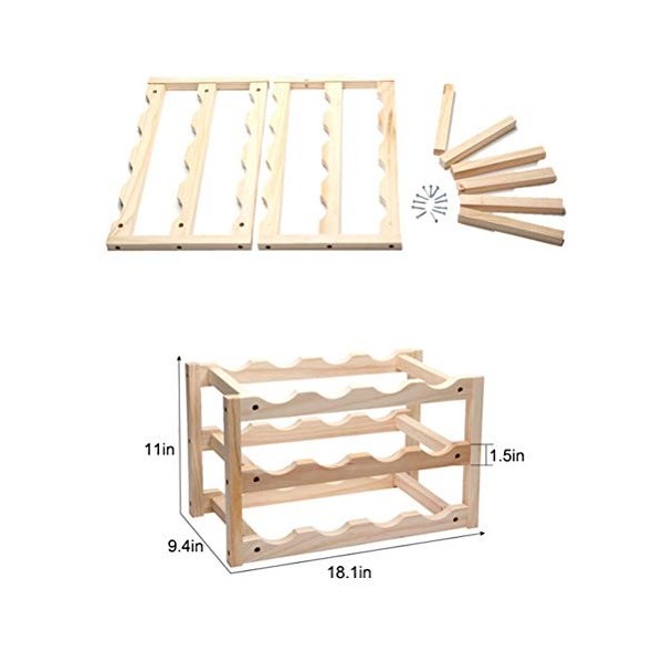 Casier à vin 10/12 casier à Bouteilles de vin en Bois Tige Suspendue étagère en Bois Massif Pliable casier à vin en Bois casi
