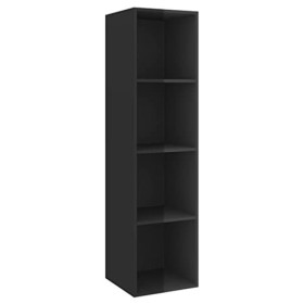 Meuble TV Murale | Style Contemporain | Rangement matériel télé Audio Video Gaming | 37x37x142,5cm Noir Brillant